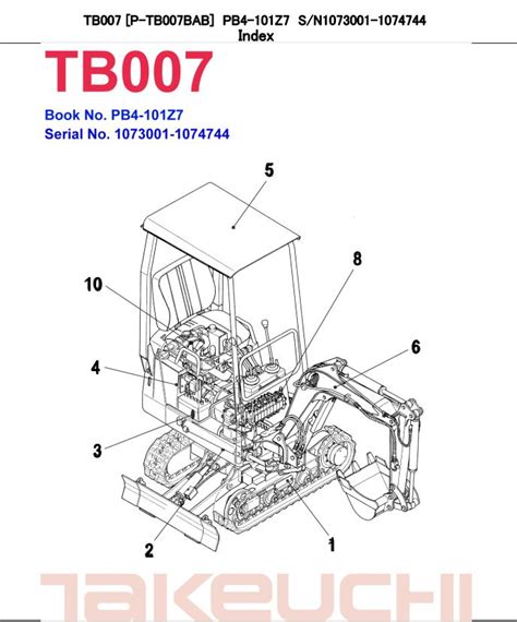 Takeuchi Tb007 Compact Excavator Parts Manual Download
